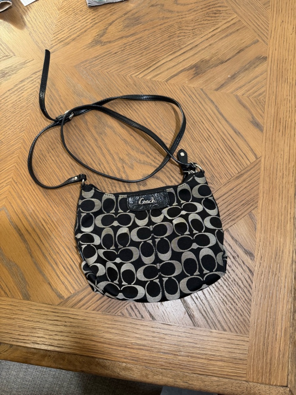 Coach Black and Beige Signature Crossbody Bag